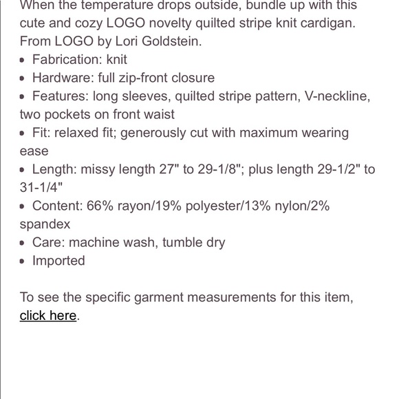 LOGO Lori Goldstein raised stripe zip cardigan - Picture 7 of 7